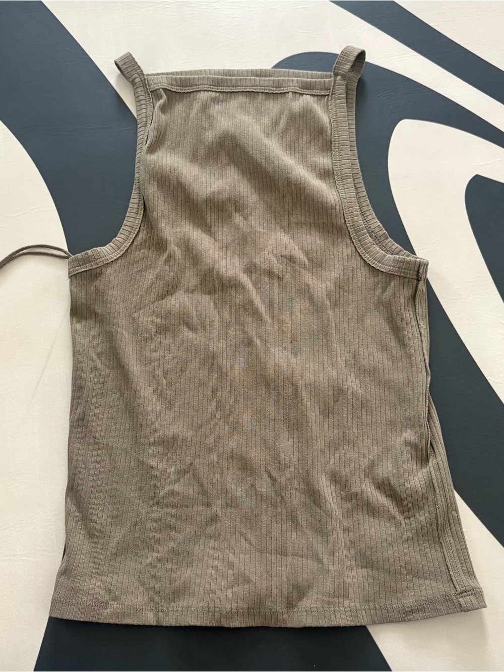 Free People Ribbed Square Neck Tank Top in Taupe